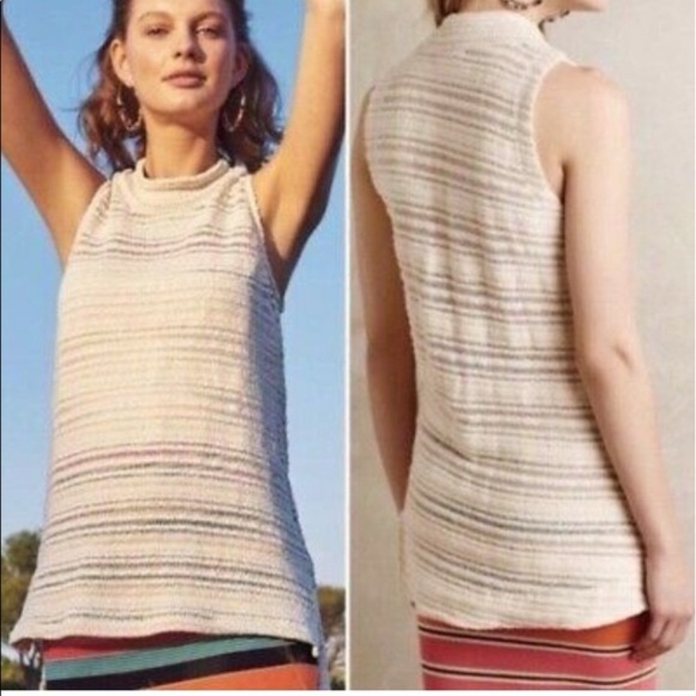 Anthropologie Dolan Left Coast Cream Piedra Knit Tank Top Tunic Size XS